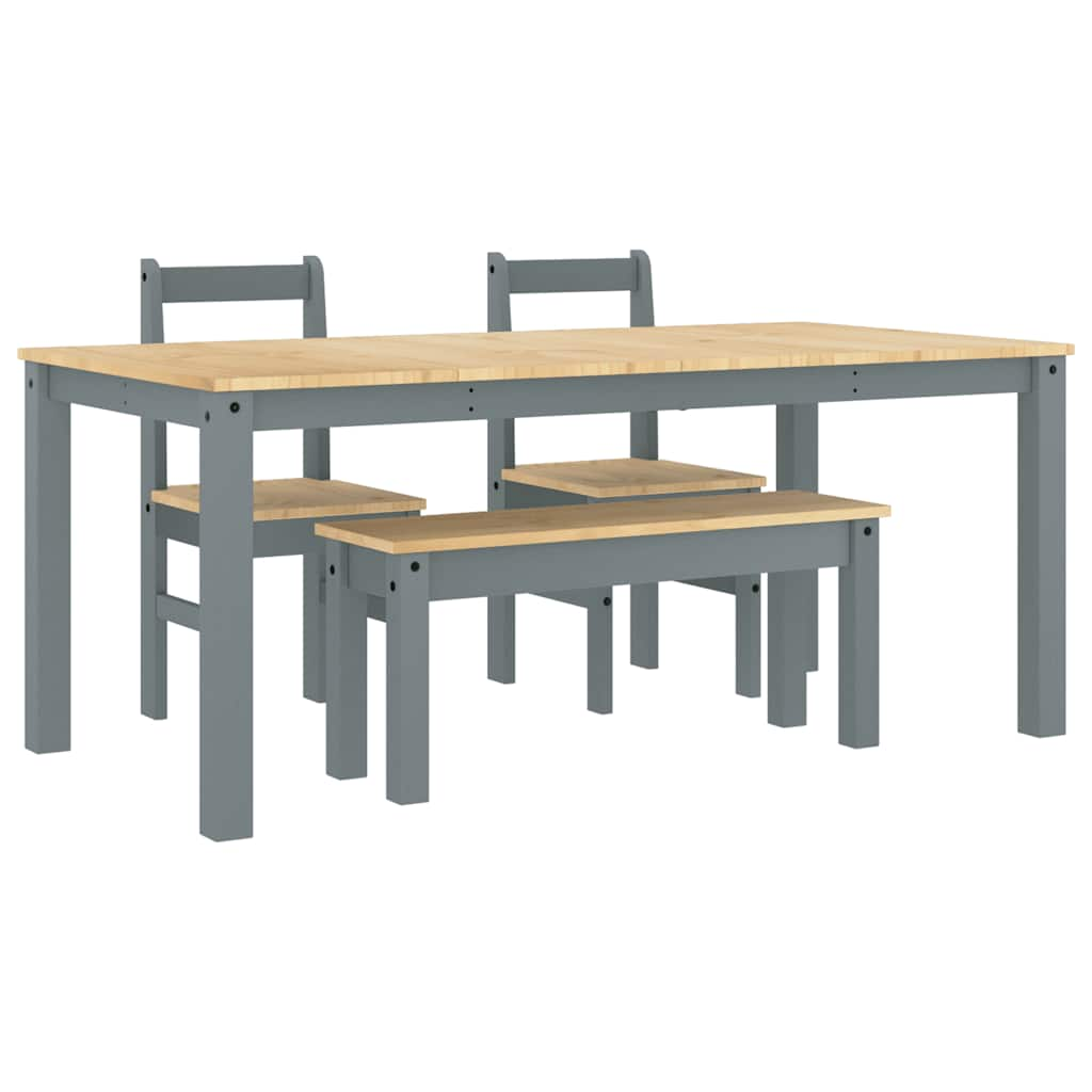 Panama 4-piece dining set in solid gray pine wood