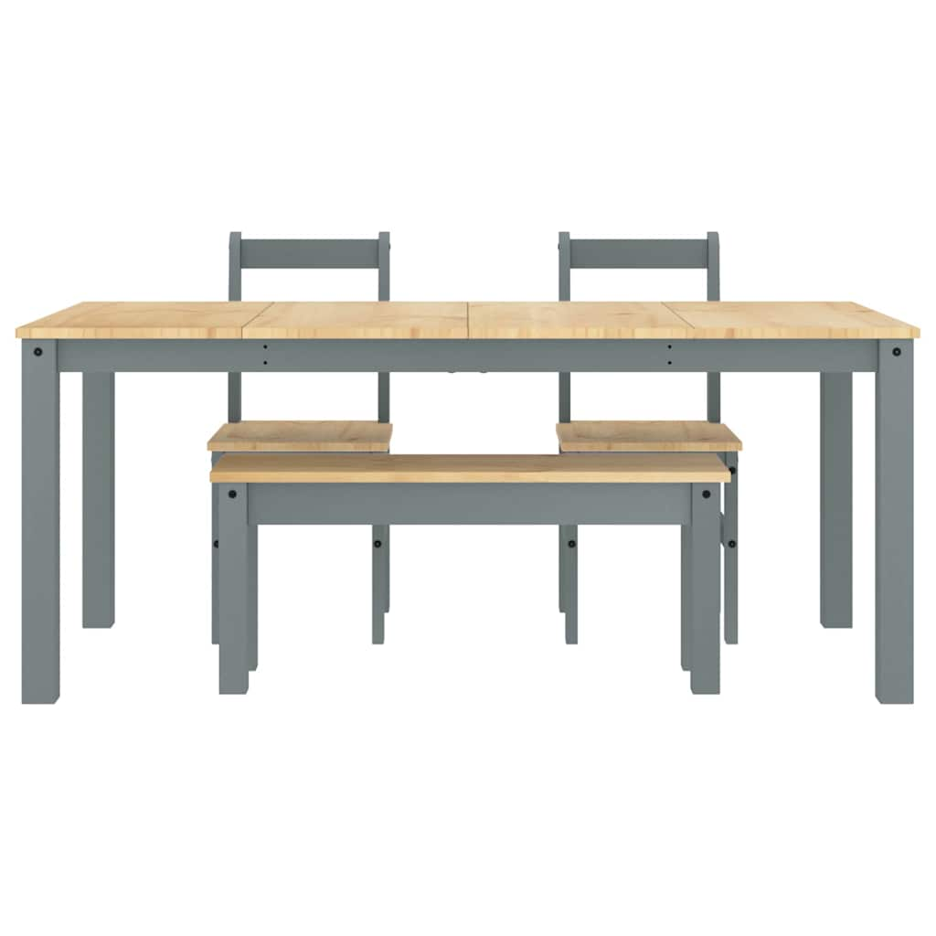 Panama 4-piece dining set in solid gray pine wood