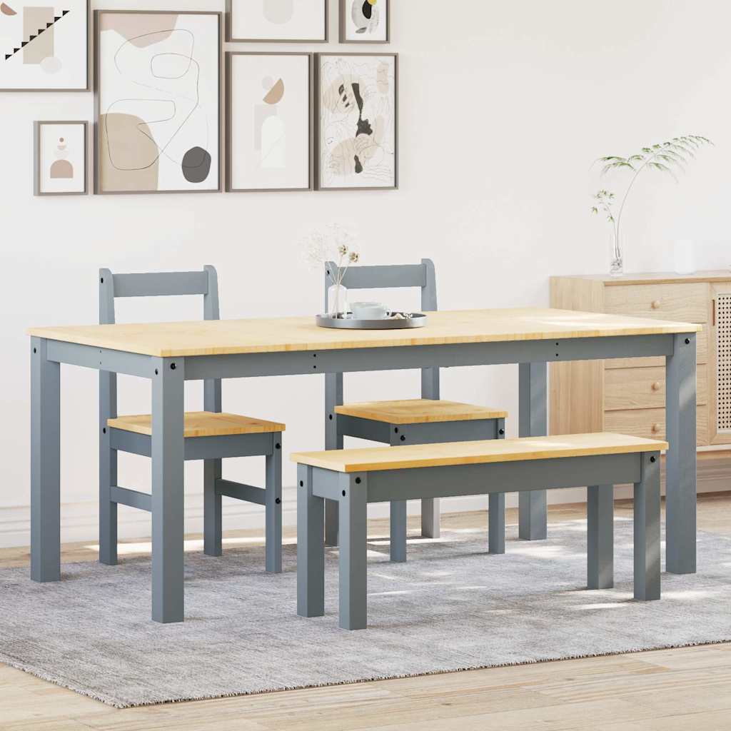 Panama 4-piece dining set in solid gray pine wood