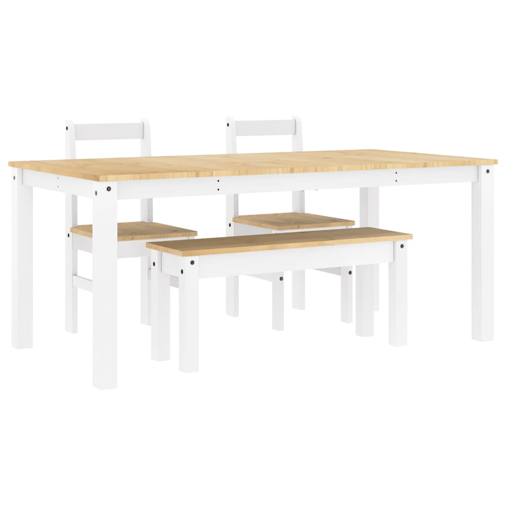 Panama 4-piece dining set in solid white pine wood