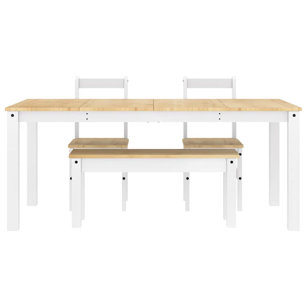 Panama 4-piece dining set in solid white pine wood