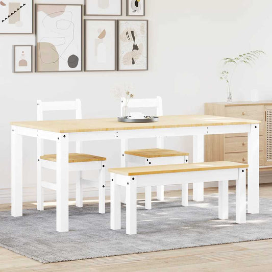 Panama 4-piece dining set in solid white pine wood