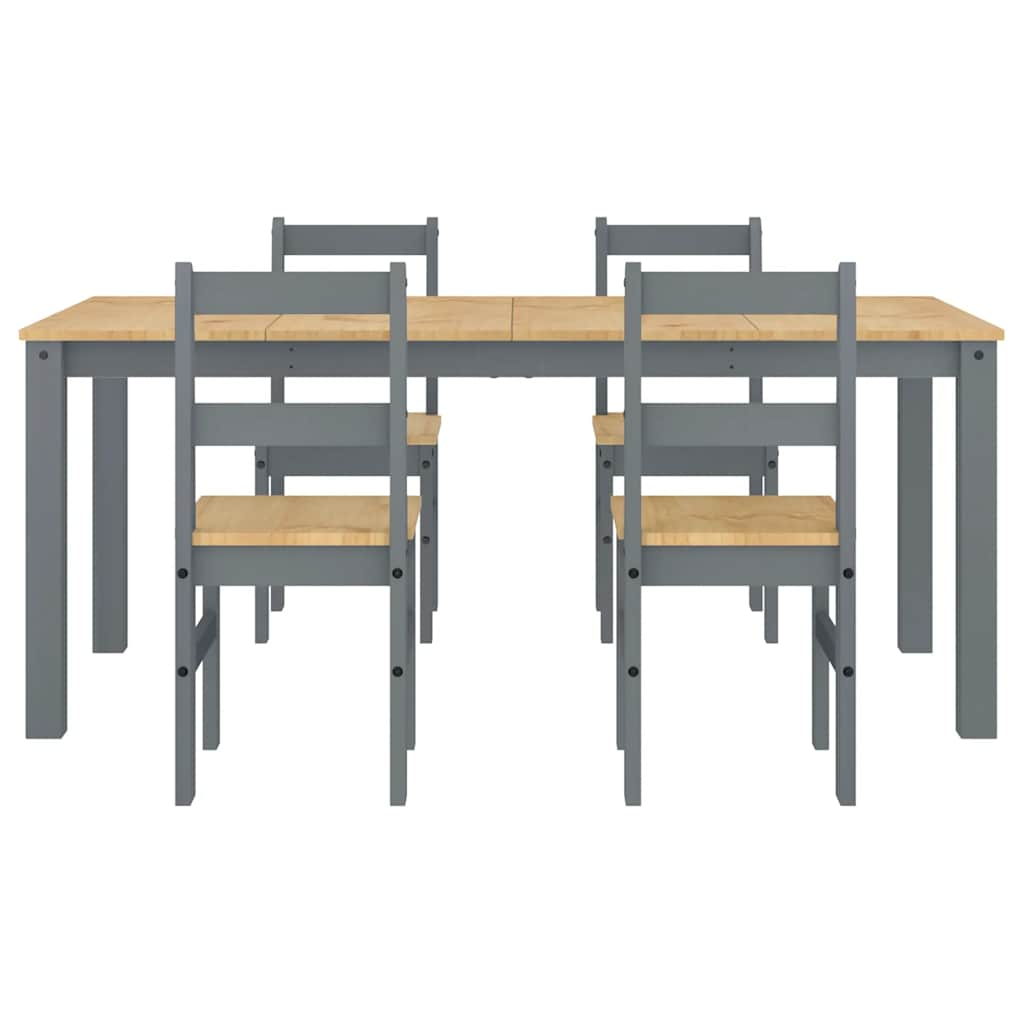 Panama 5-piece dining set in solid gray pine wood