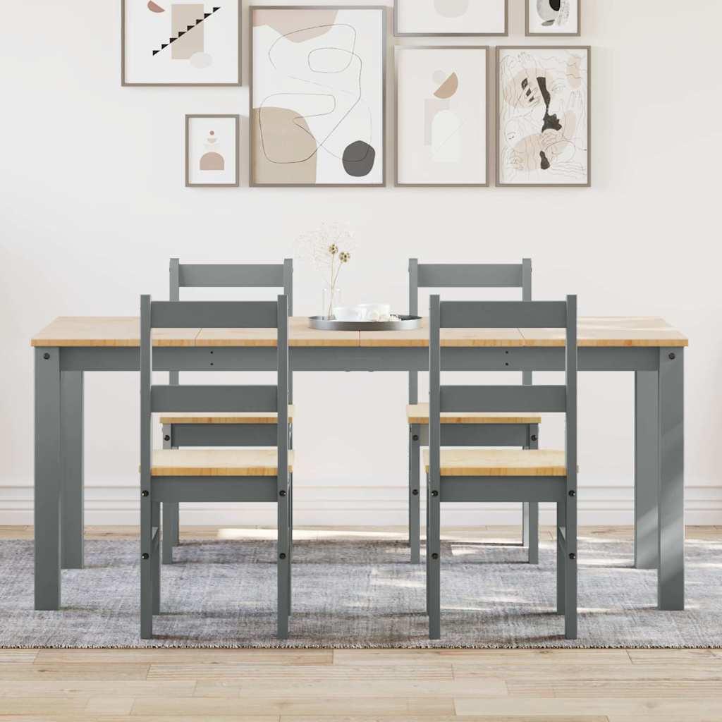 Panama 5-piece dining set in solid gray pine wood