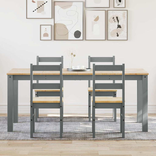 Panama 5-piece dining set in solid gray pine wood