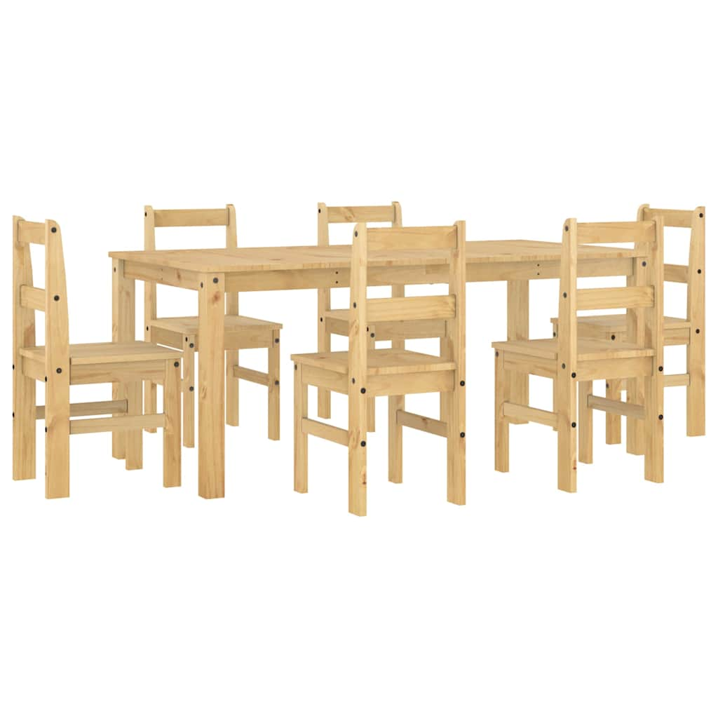 7-piece "Panama" solid pine wood dining set