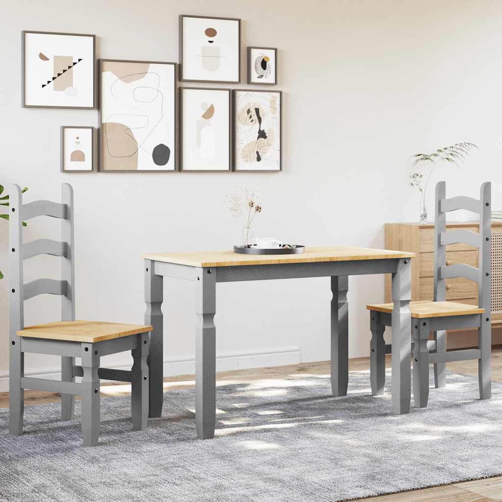 Panama 3-piece dining set in solid gray pine wood