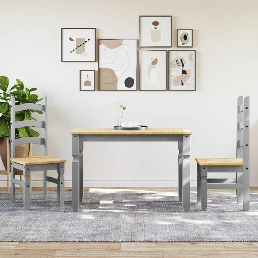 Panama 3-piece dining set in solid gray pine wood