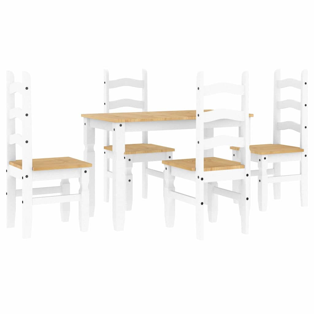 Panama 5-piece dining set in solid white pine wood