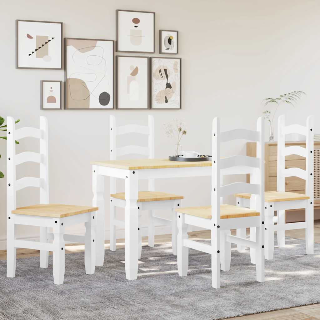 Panama 5-piece dining set in solid white pine wood