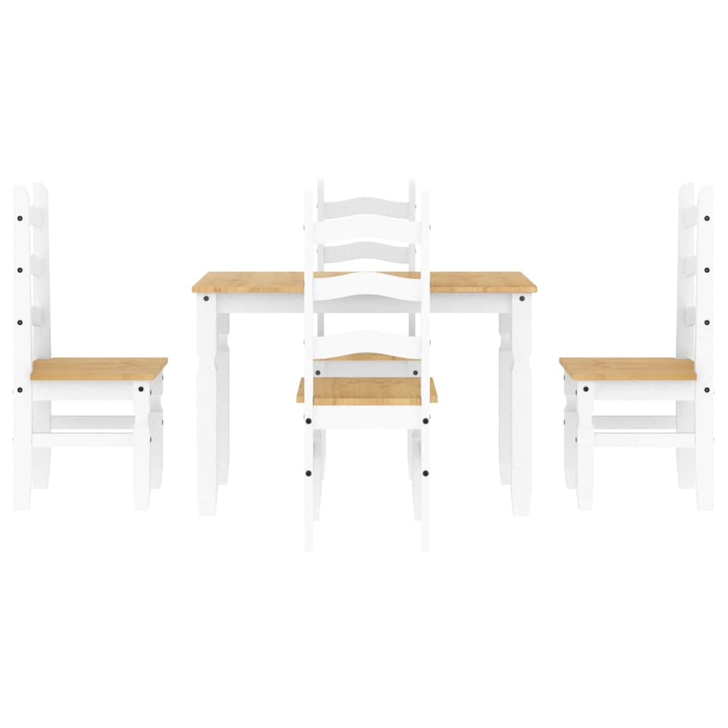 Panama 5-piece dining set in solid white pine wood