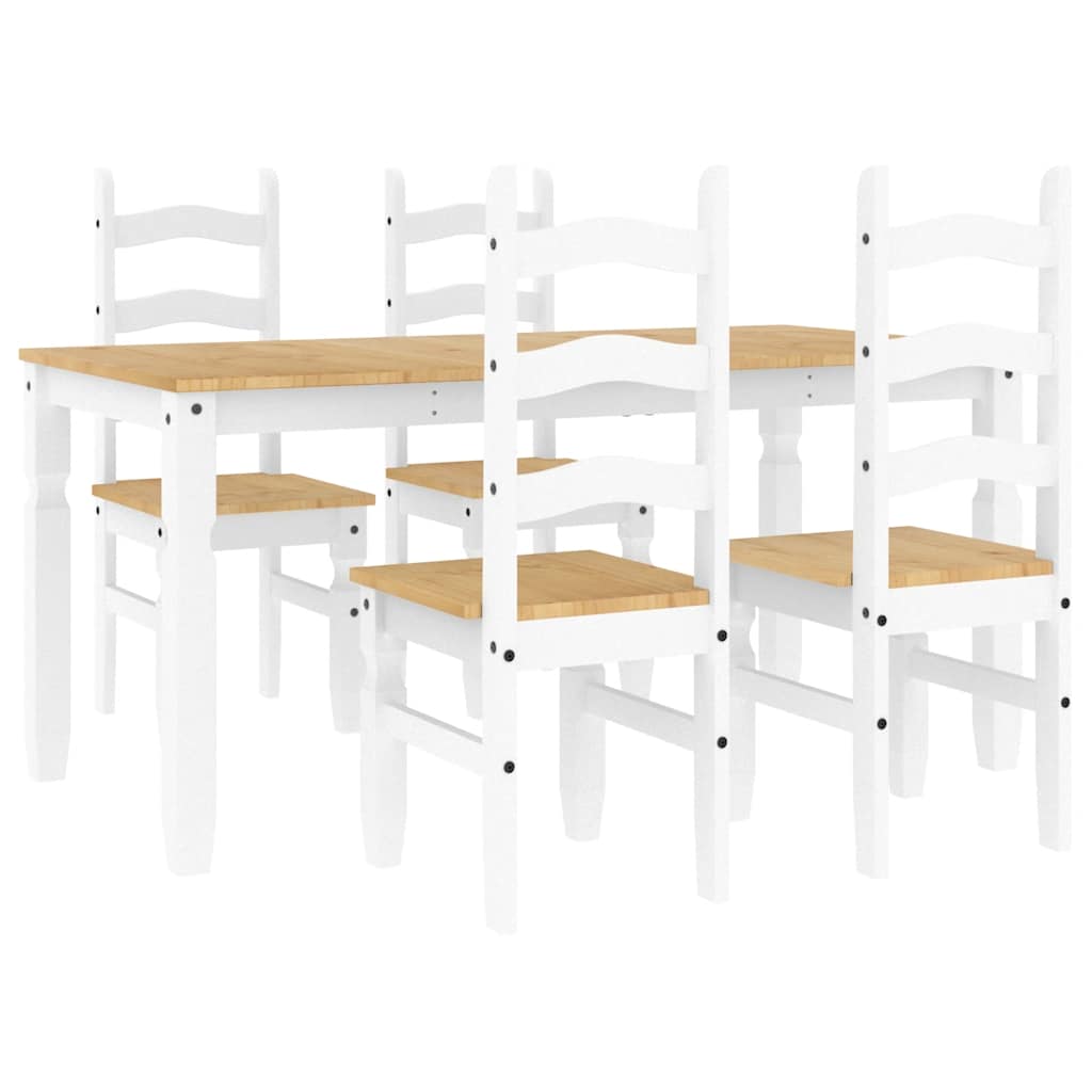 Panama 5-piece dining set in solid white pine wood