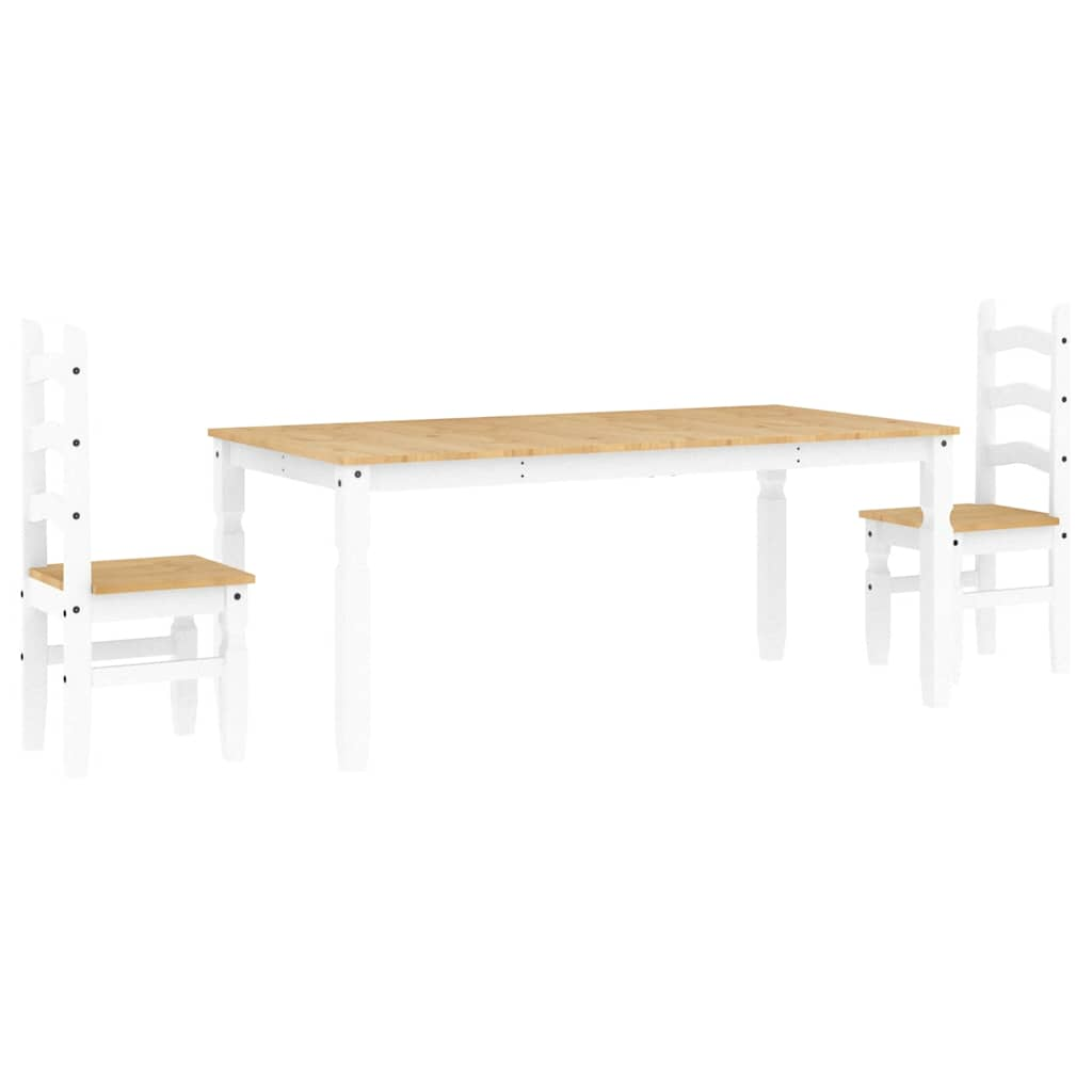 Panama 3-piece dining set in solid white pine wood