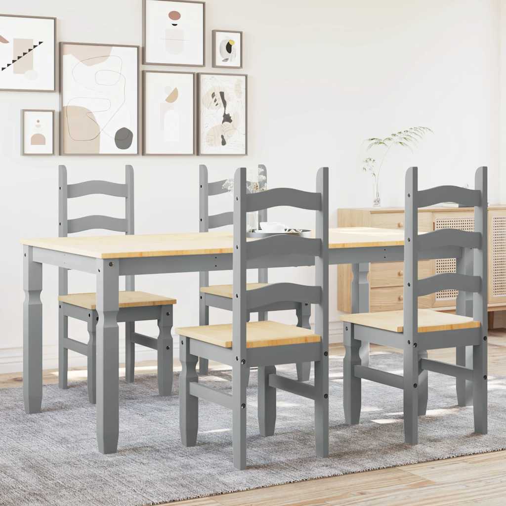 Panama 5-piece dining set in solid gray pine wood