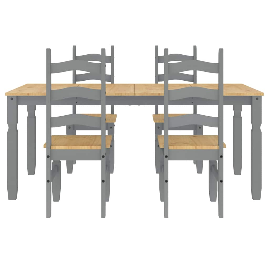 Panama 5-piece dining set in solid gray pine wood