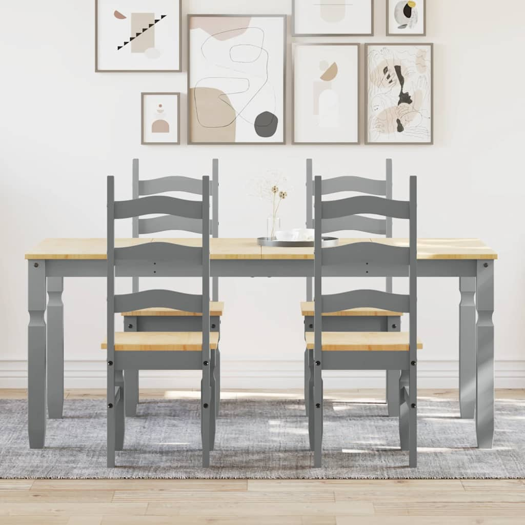 Panama 5-piece dining set in solid gray pine wood