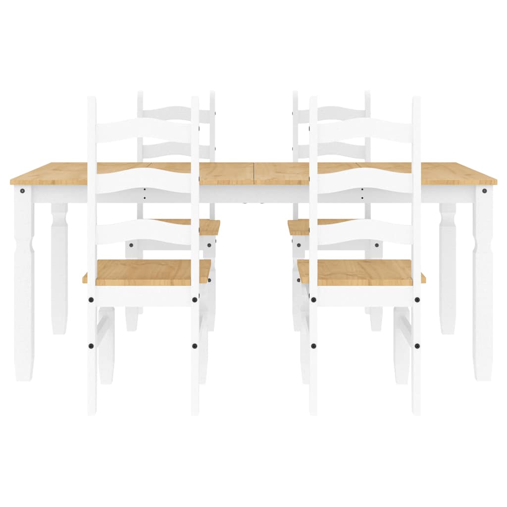 Panama 5-piece dining set in solid white pine wood