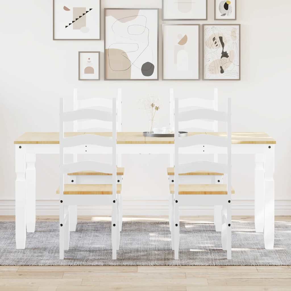 Panama 5-piece dining set in solid white pine wood