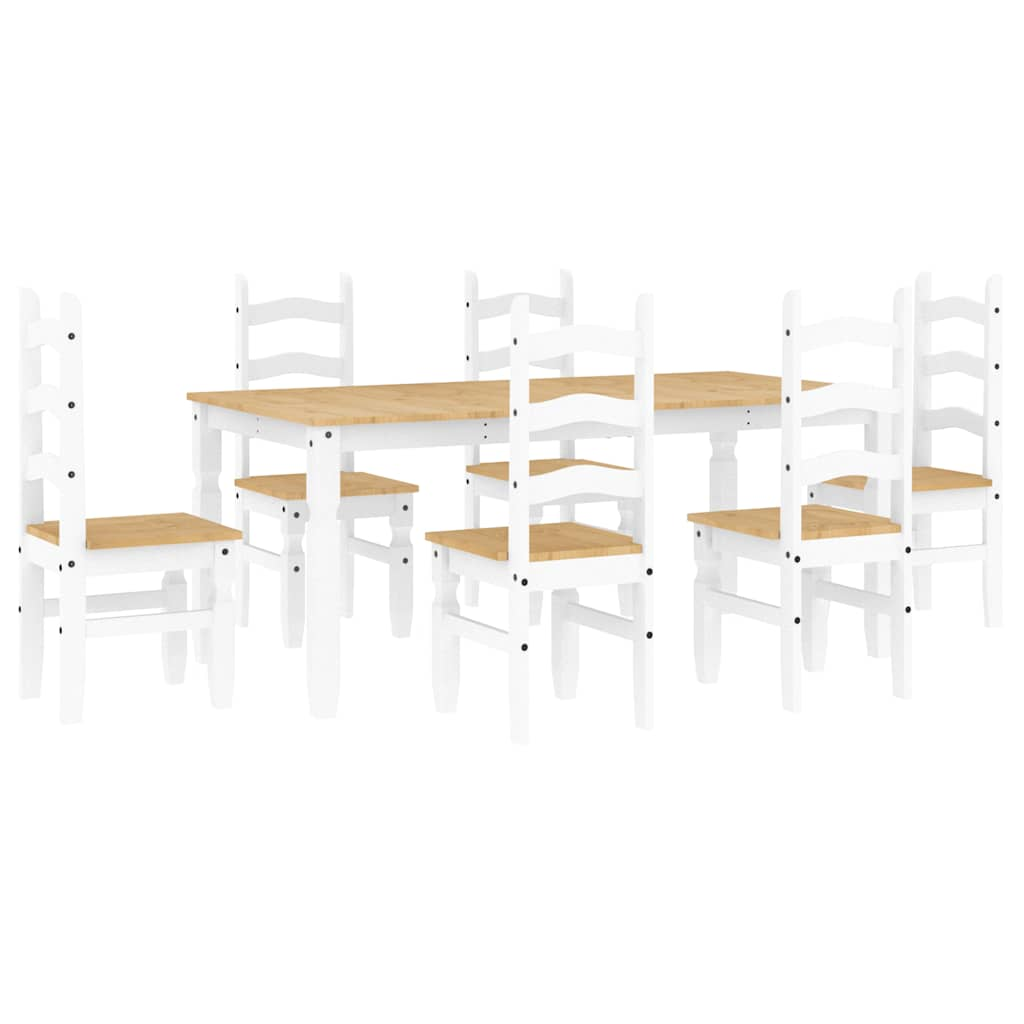 Panama 7-piece dining set made of solid white pine wood