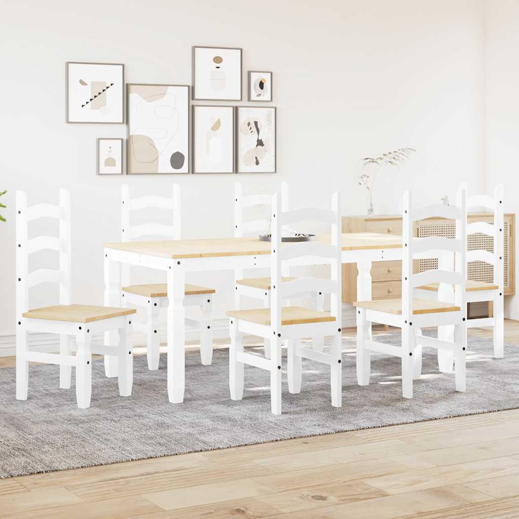 Panama 7-piece dining set made of solid white pine wood