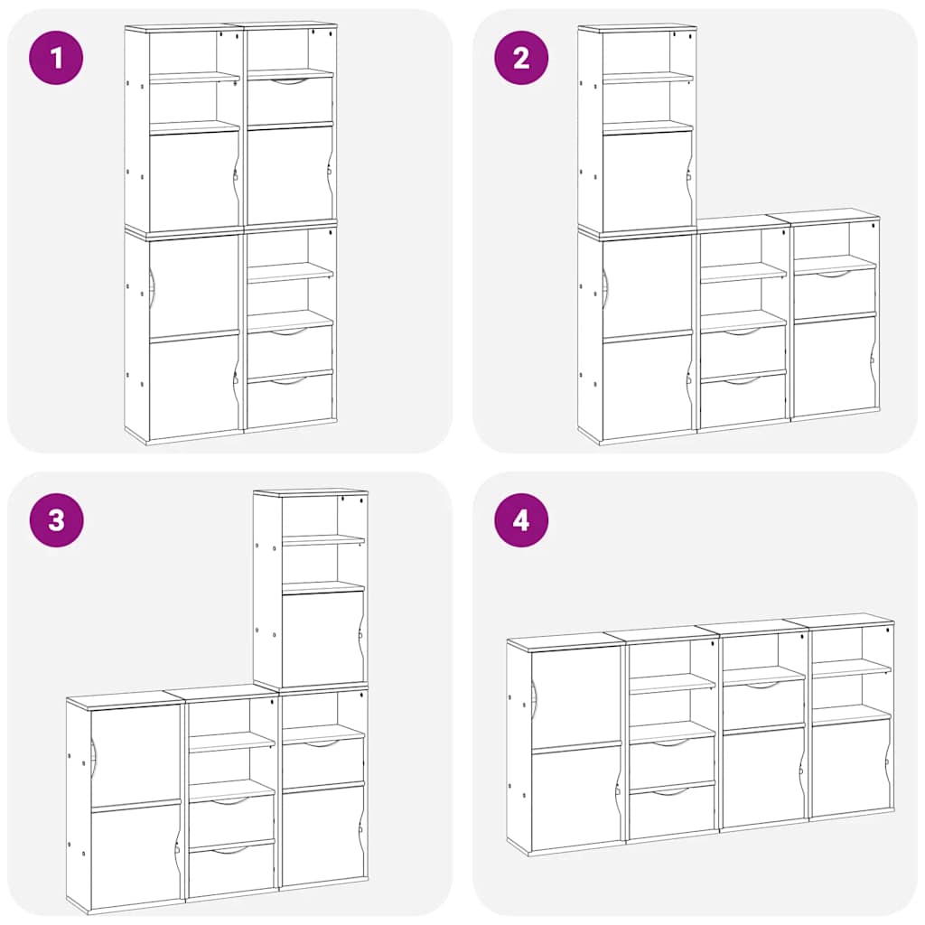 Side cabinets 4 pcs ODDA white 40x24x79 cm solid pine wood