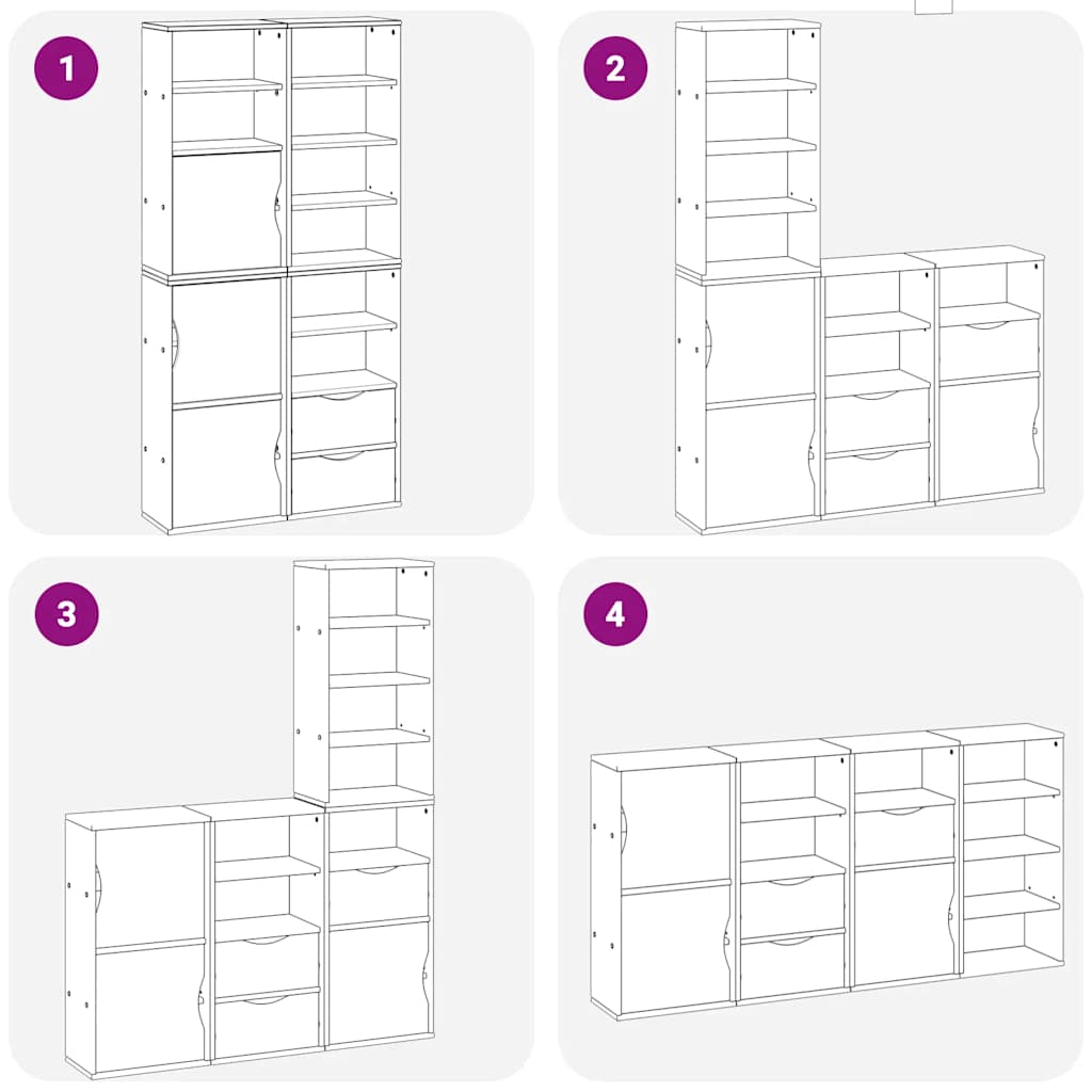 Side cabinets 4 pcs "ODDA" 40x24x79 cm solid pine wood