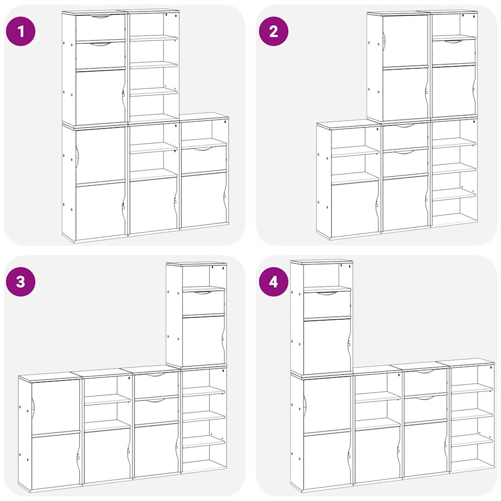 Side cabinets 5 pcs ODDA white 40x24x79 cm solid pine wood