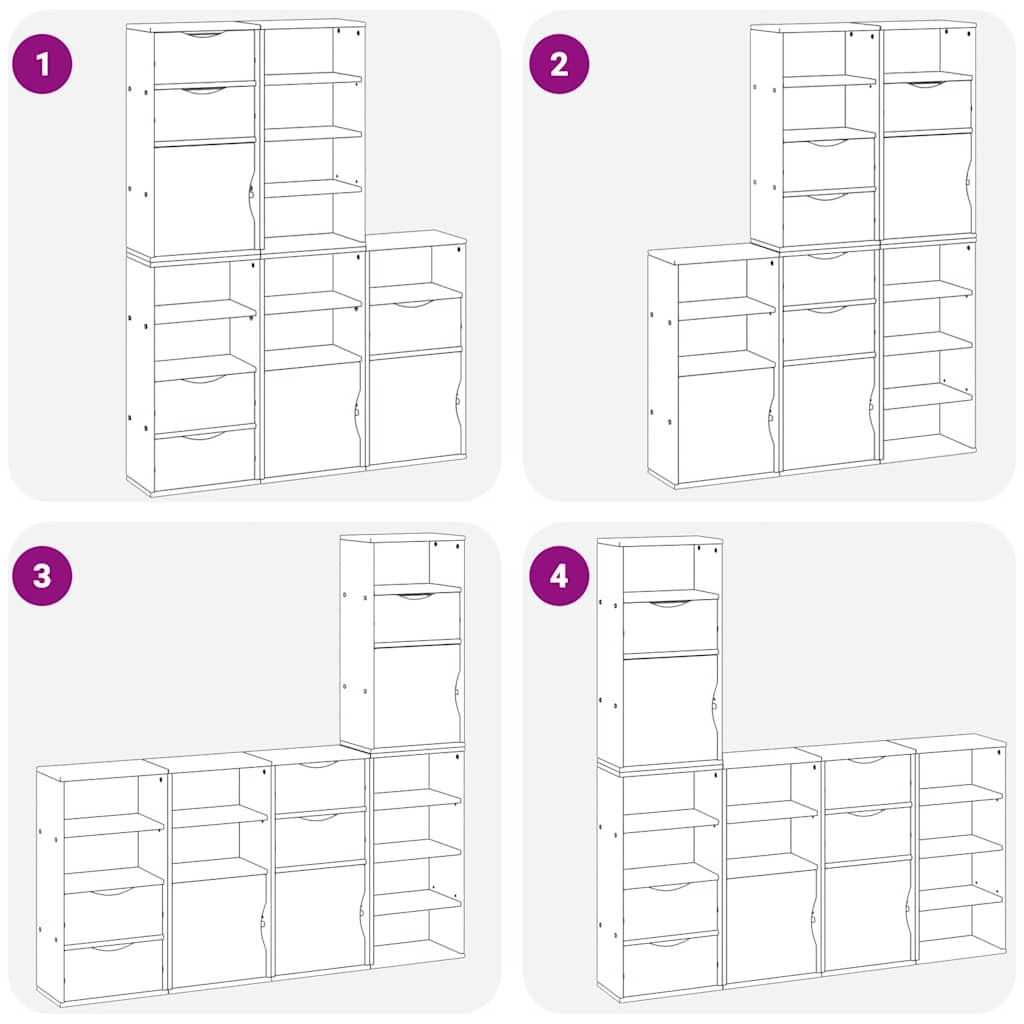 Side cabinets 5 pcs ODDA white 40x24x79 cm solid pine wood