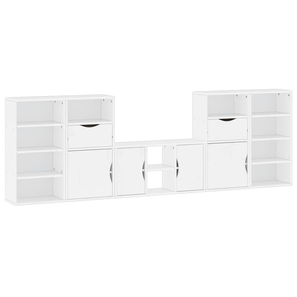 ODDA 5-piece TV units with storage in solid white pine wood