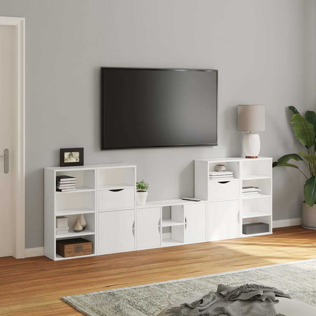 ODDA 5-piece TV units with storage in solid white pine wood