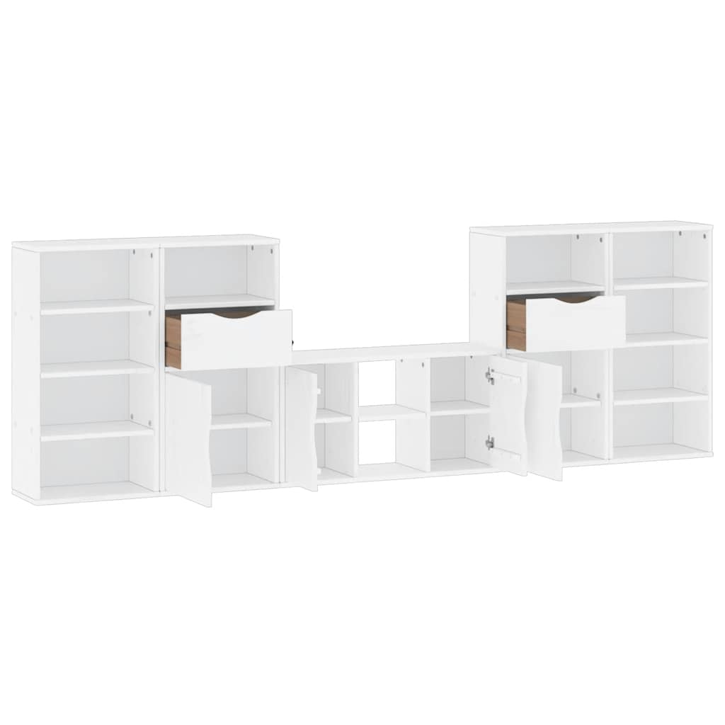 ODDA 5-piece TV units with storage in solid white pine wood