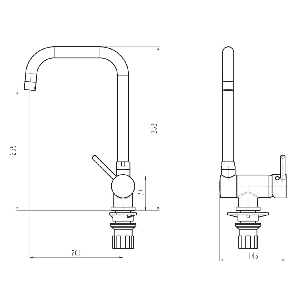 Kitchen faucet, tilt spout, FLEXO, chrome