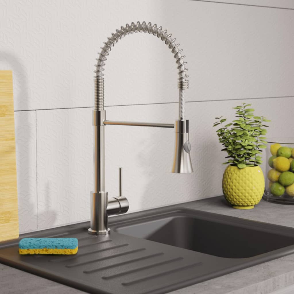 Kitchen faucet with extendable spiral sprayer LEON nickel