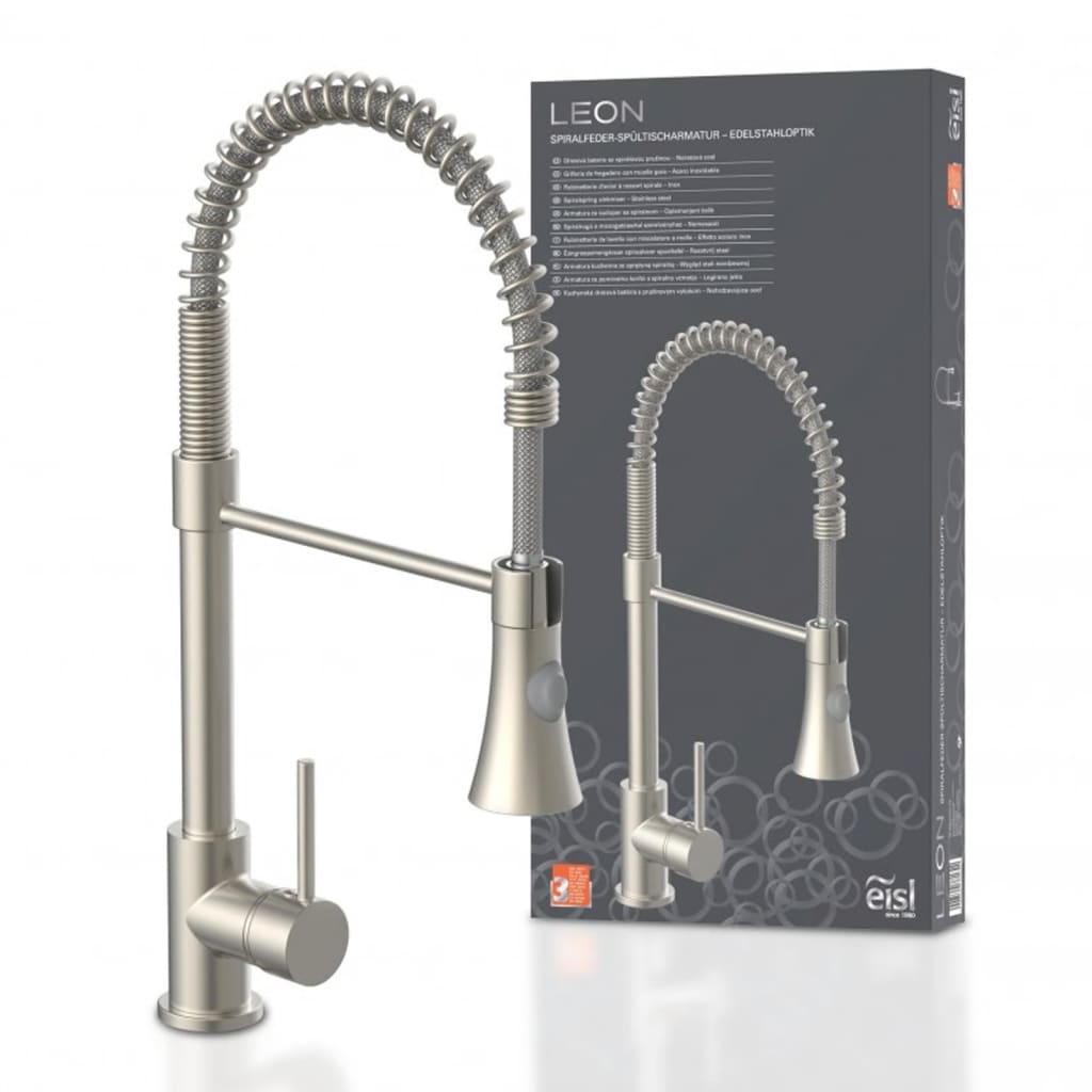 Kitchen faucet with extendable spiral sprayer LEON nickel