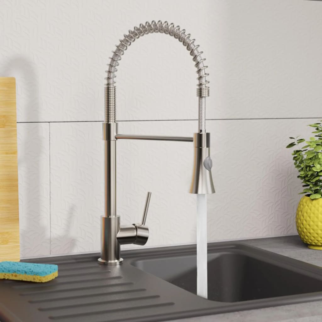 Kitchen faucet with extendable spiral sprayer LEON nickel