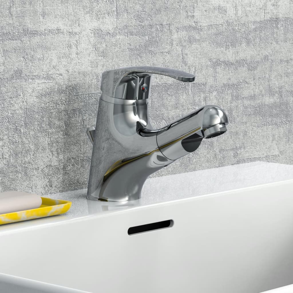 VICO washbasin mixer with extendable sprayer, chrome