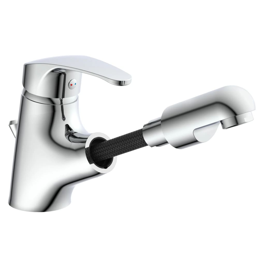 VICO washbasin mixer with extendable sprayer, chrome