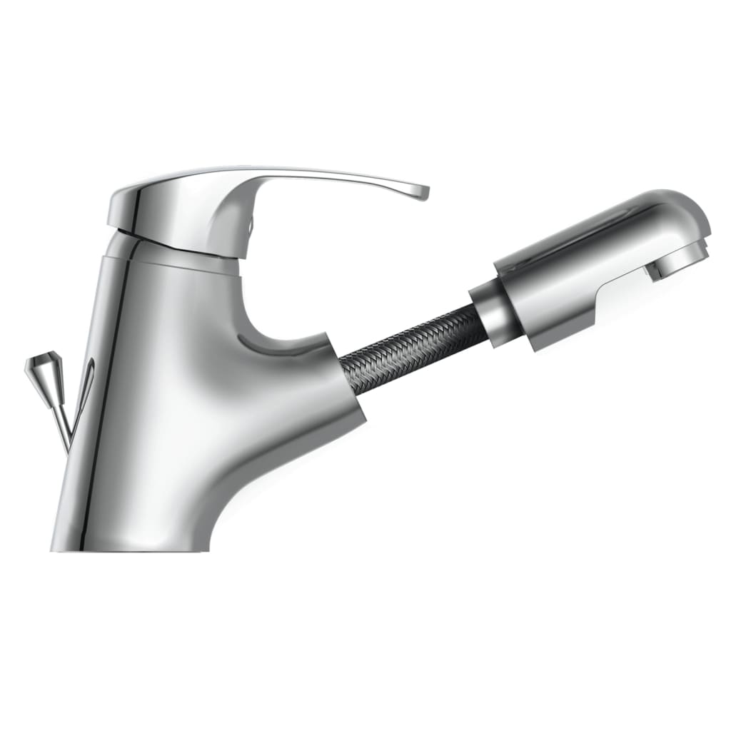 VICO washbasin mixer with extendable sprayer, chrome