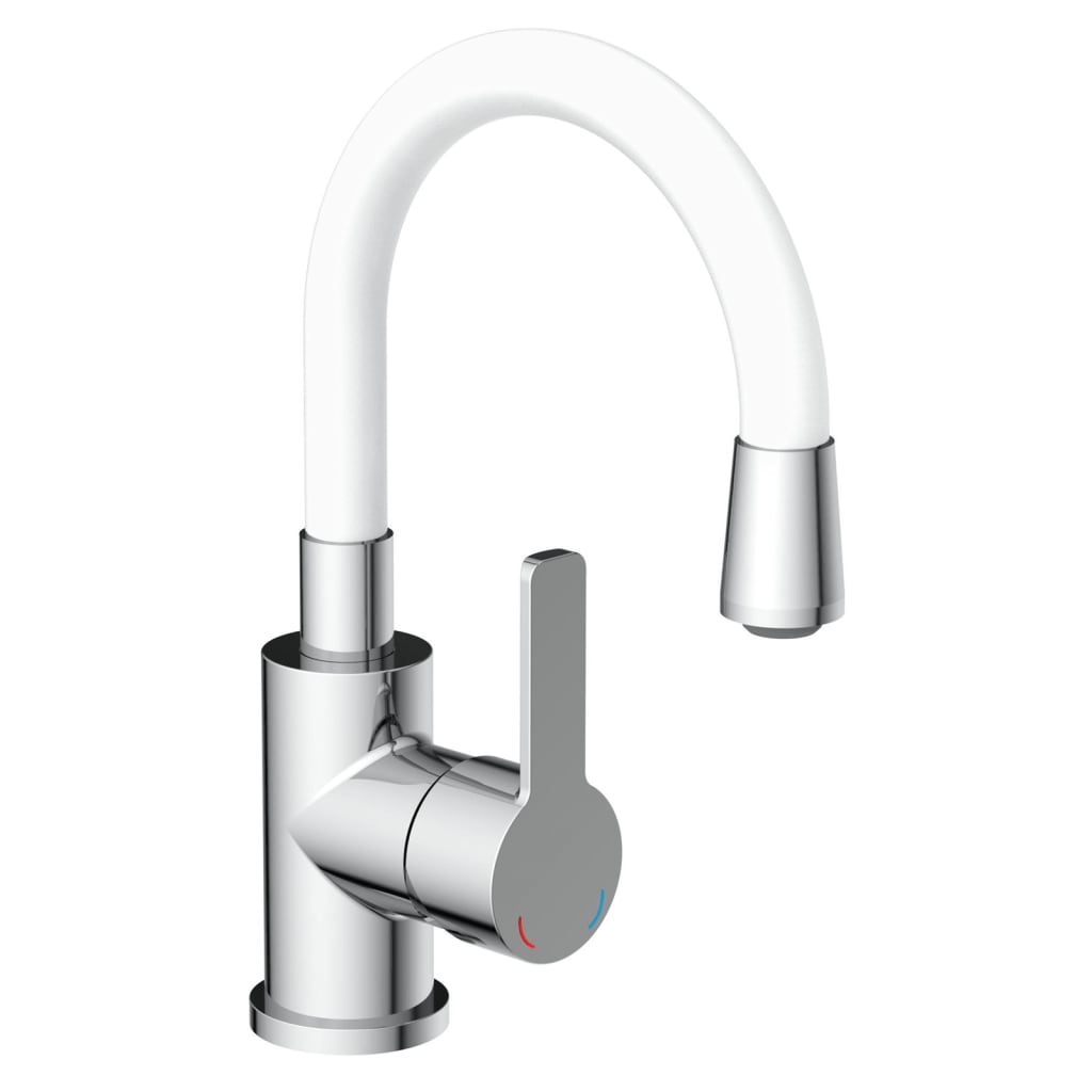 FLEXO washbasin mixer, white-chrome