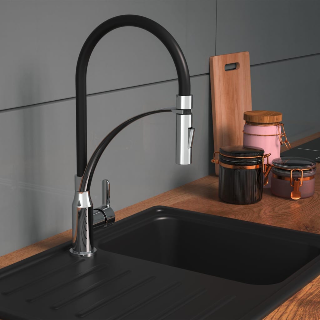 Kitchen faucet with soft-touch spout CARNEO, black-chrome